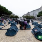 Portugal housing protest camps: tent camp cleared in a Portuguese city square