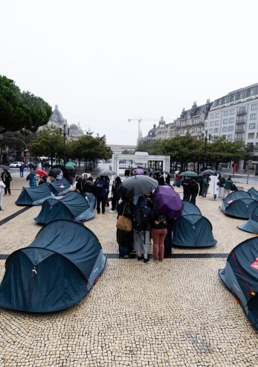 Portugal housing protest camps: tent camp cleared in a Portuguese city square