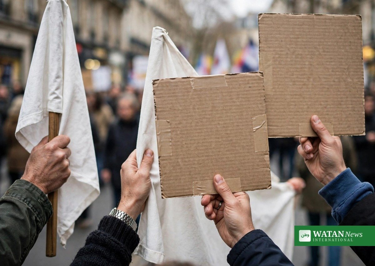 Brussels protest clashes — trade union demonstrators with banners