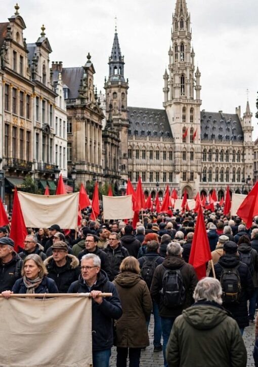 Brussels protest clashes — anti-austerity march in Brussels