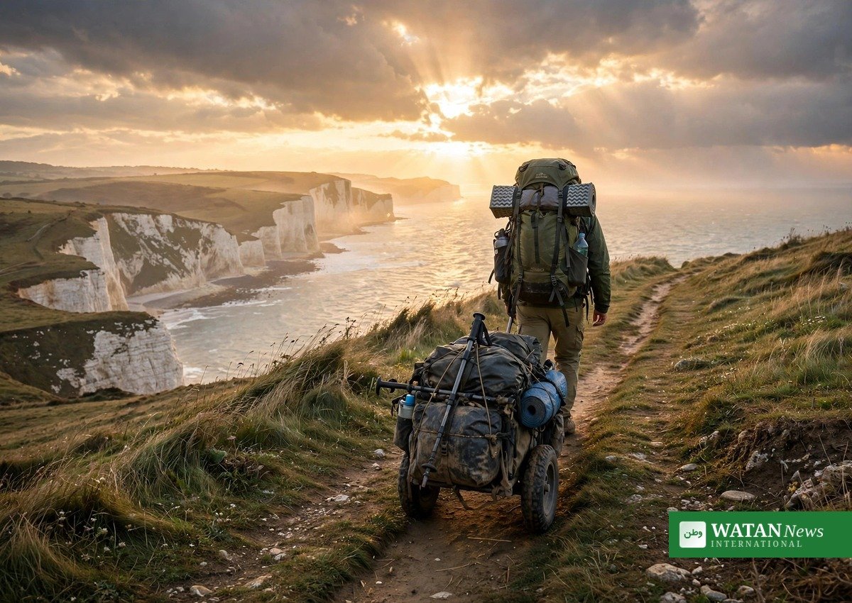 Karl Bushby completes 28-year solo walk around the world — lone walker on the English coast