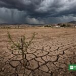 Stenskole i det landlige Anatolien i Tyrkiet under mørke stormskyer — symbol på klimabekymring blandt unge