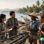 Indonesia climate reporting: journalists interview fishermen in Sulawesi