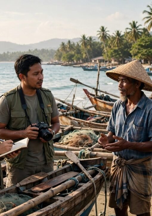 Indonesisk klimajournalistik: journalister interviewer fiskere i Sulawesi