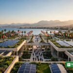 COP31-konferencecenter i Antalya med soltag og internationale flag