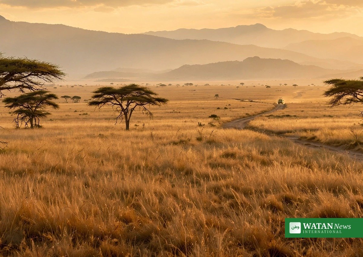 Østafrika turismestrategi savannelandskab med akacietræer og safarispor