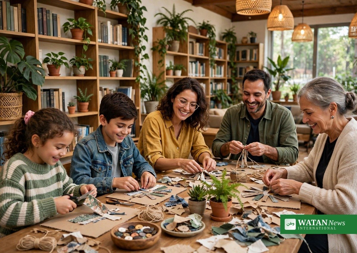 Green Libraries Week 2026: families at an upcycling craft workshop in a public library