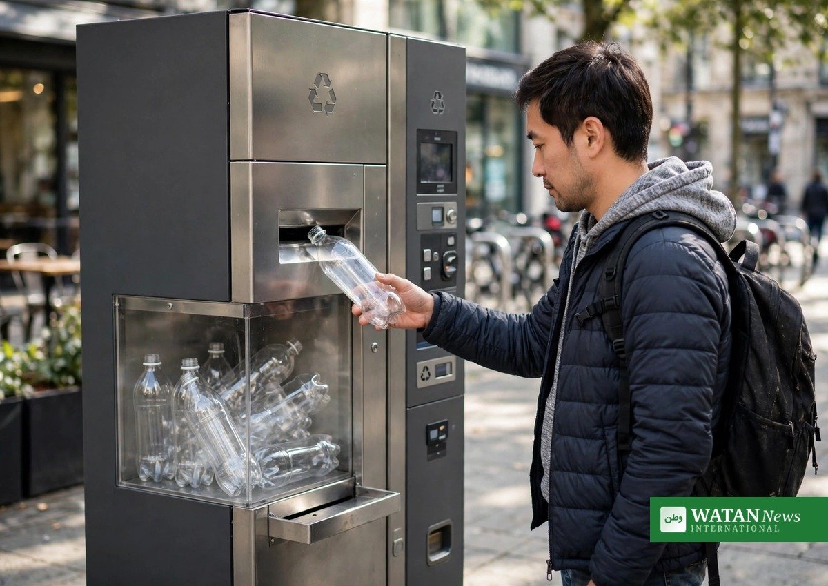 Plastic bottle collection point for recycling in Dubai