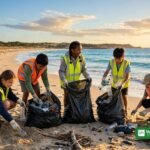 School students on a beach cleanup for CNN Call to Earth Day 2026 ocean awareness