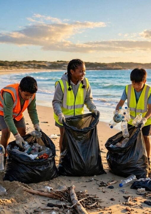 School students on a beach cleanup for CNN Call to Earth Day 2026 ocean awareness