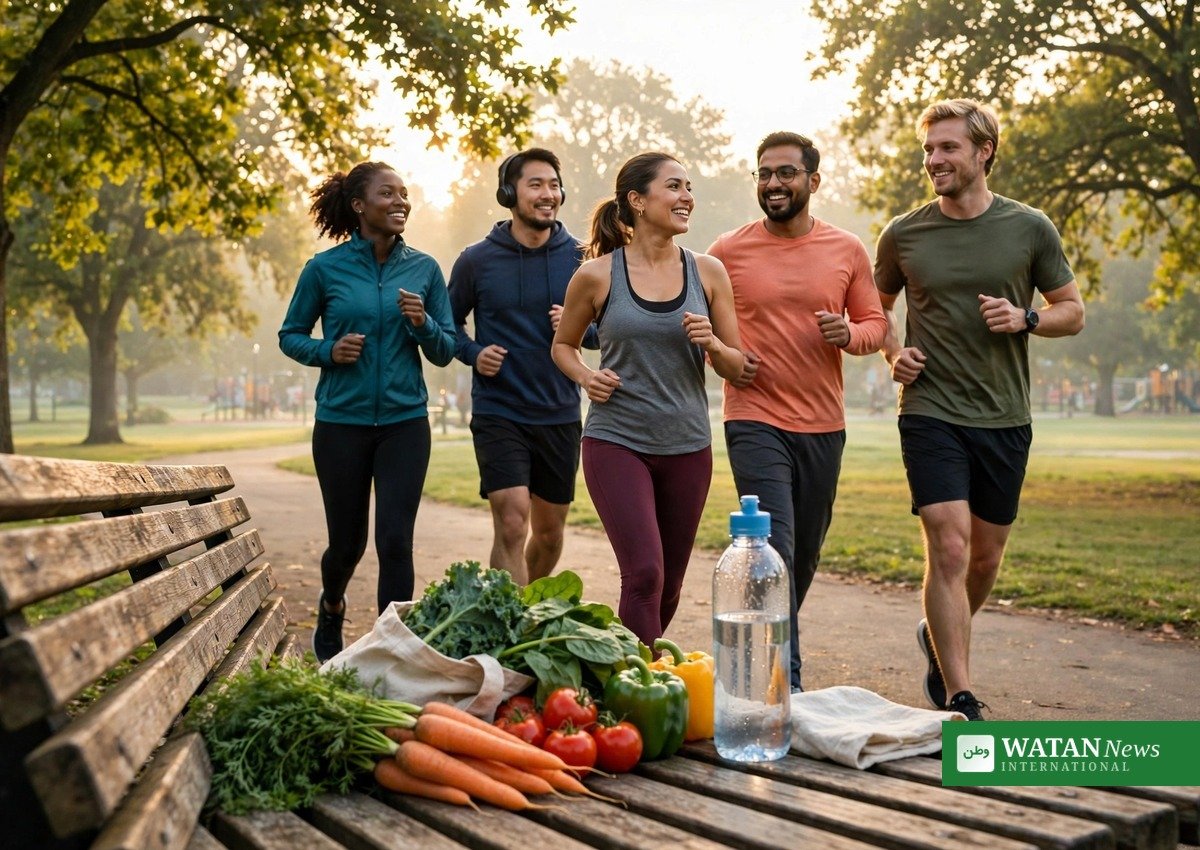 Young adults exercising outdoors to lower early-onset cancer risk through a healthy lifestyle