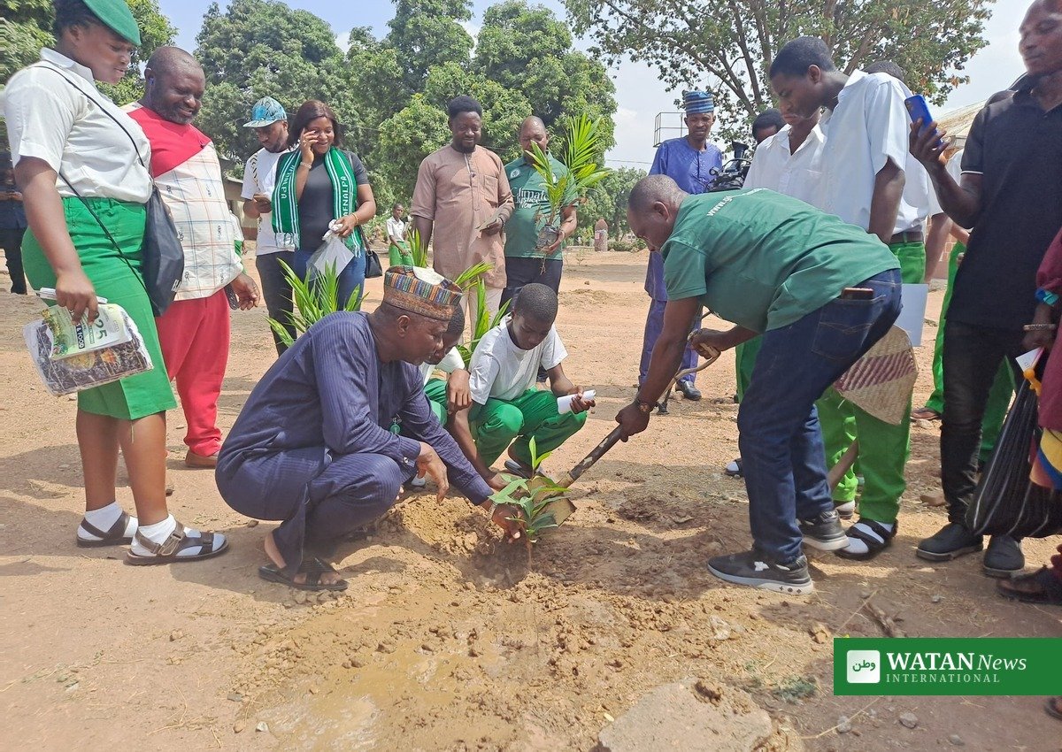 Frivillige ved træplantning i Nigeria under CITAD's kampagne for skovrejsning i Nigeria