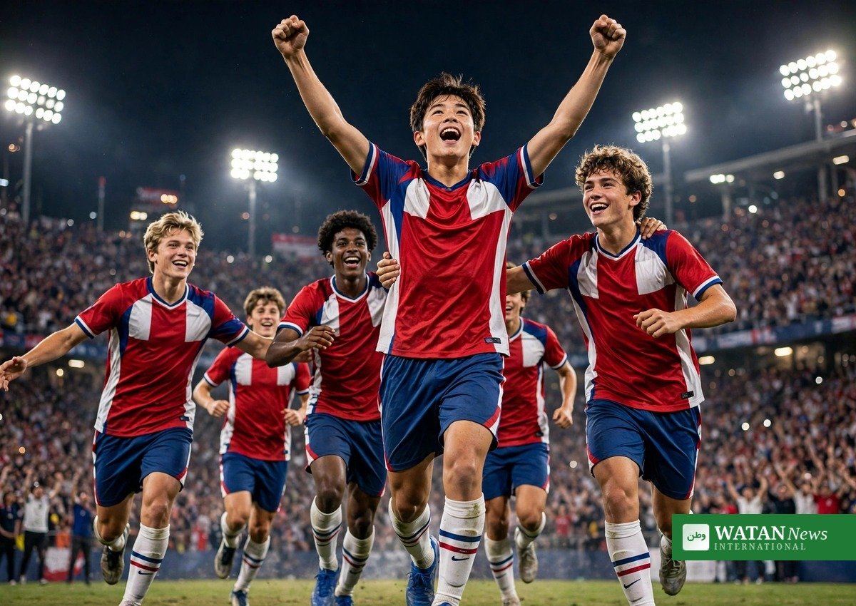Cavan Sullivan celebrates his record-breaking goal with USMNT teammates in Glendale, Arizona