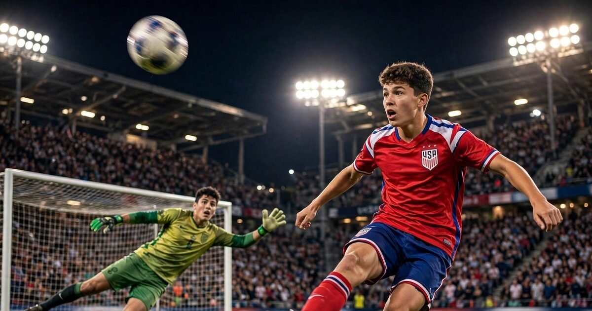 Cavan Sullivan chips the ball over the Mexico goalkeeper during the USA's 3-0 friendly win in Glendale