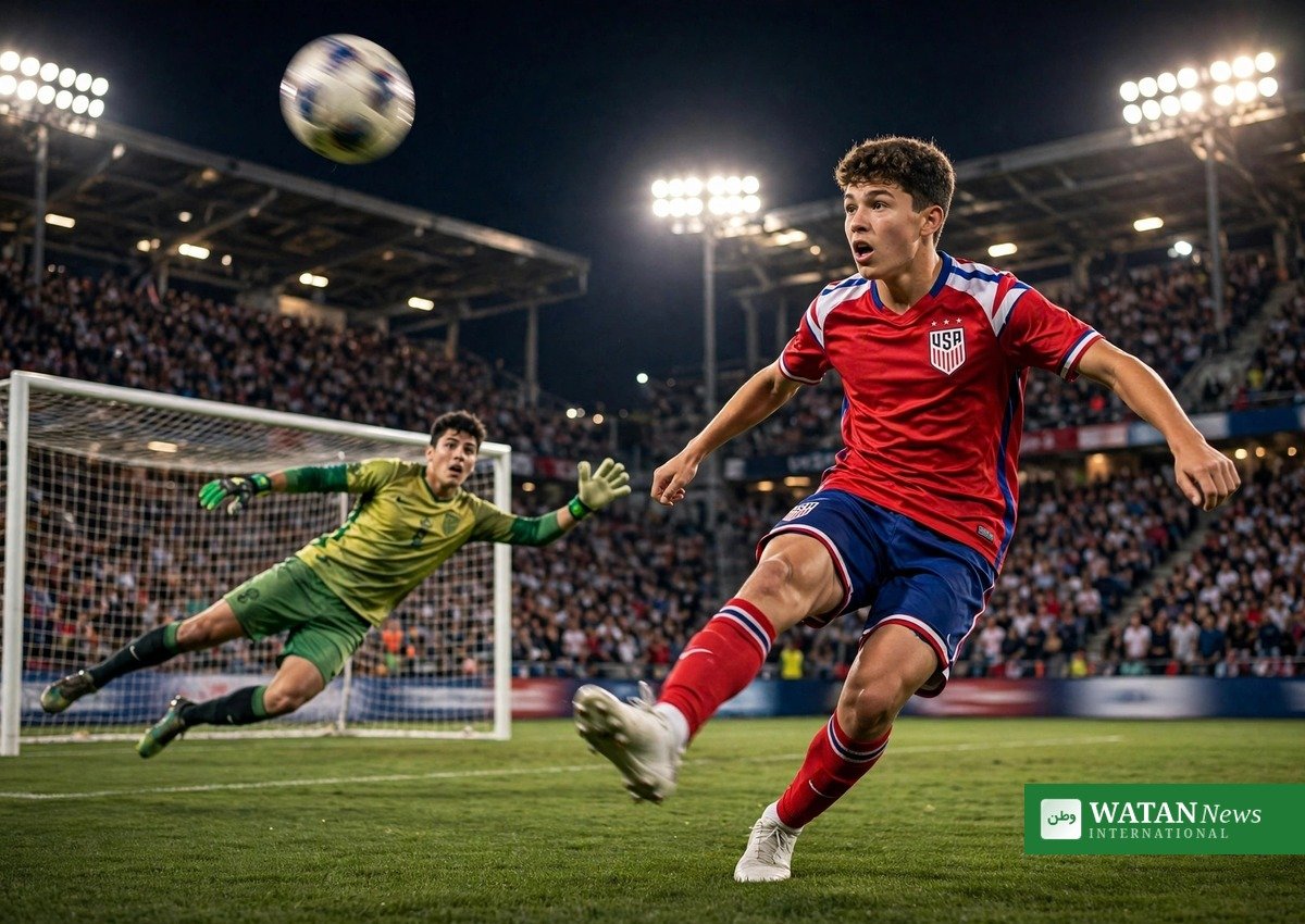 Cavan Sullivan chips the ball over the Mexico goalkeeper during the USA's 3-0 friendly win in Glendale