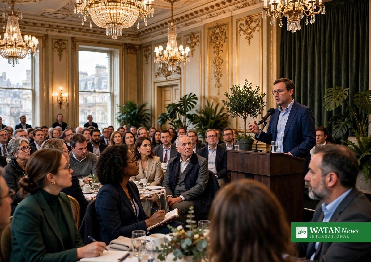 Delegates at the 14th CC Climate Forum in a London hotel ballroom