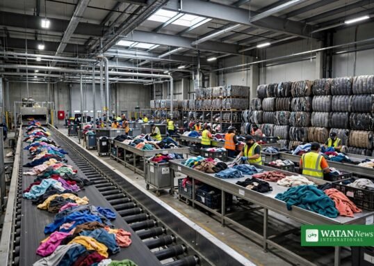 Textile Exchange Climate and Nature Impact Awards 2026 - workers sorting garments at a textile recycling facility