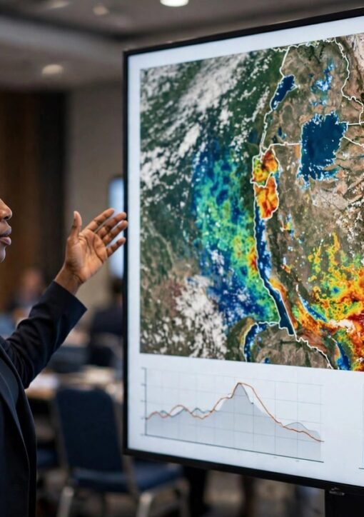 CLIMAID AI-pris – tanzanisk innovatør Upendo Ernest Lyimo med klimarisikodata