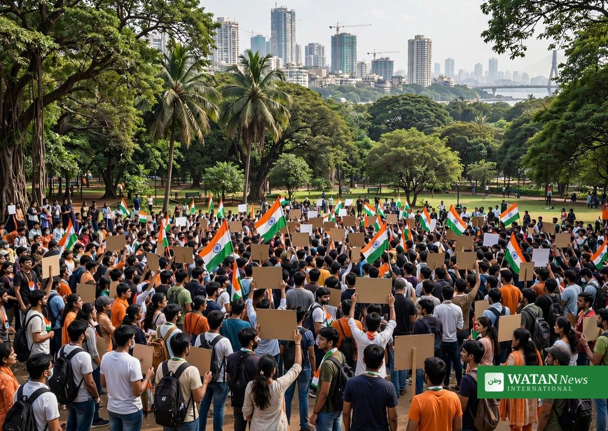 Cockroach Janta Party protest — protesters at Mumbai Shivaji Park