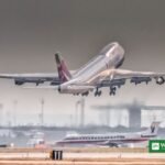 Passenger jet taking off — global air passenger demand fell 0.8 percent in August 2026, IATA reports