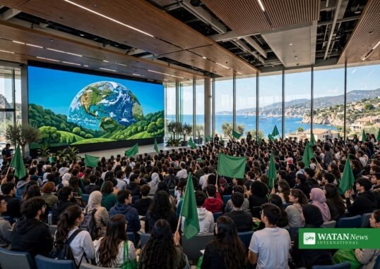COY21 youth climate conference — young people gathered in a coastal auditorium