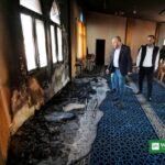 Mikhmas moske brandt bosættere – udbrændt moskéinteriør i Mikhmas på Vestbredden