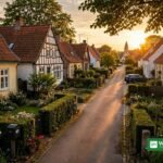 Ribe boligpriser: Villakvarter i Danmark set fra luften