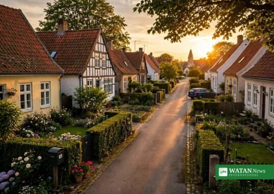 Ribe boligpriser: Villakvarter i Danmark set fra luften