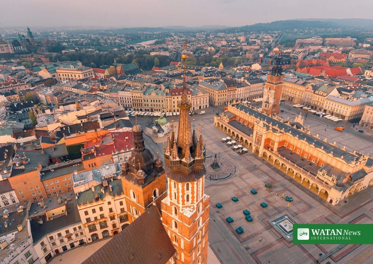 Prag Krakow Gdansk rejser: Krakows gamle markedsplads fra oven