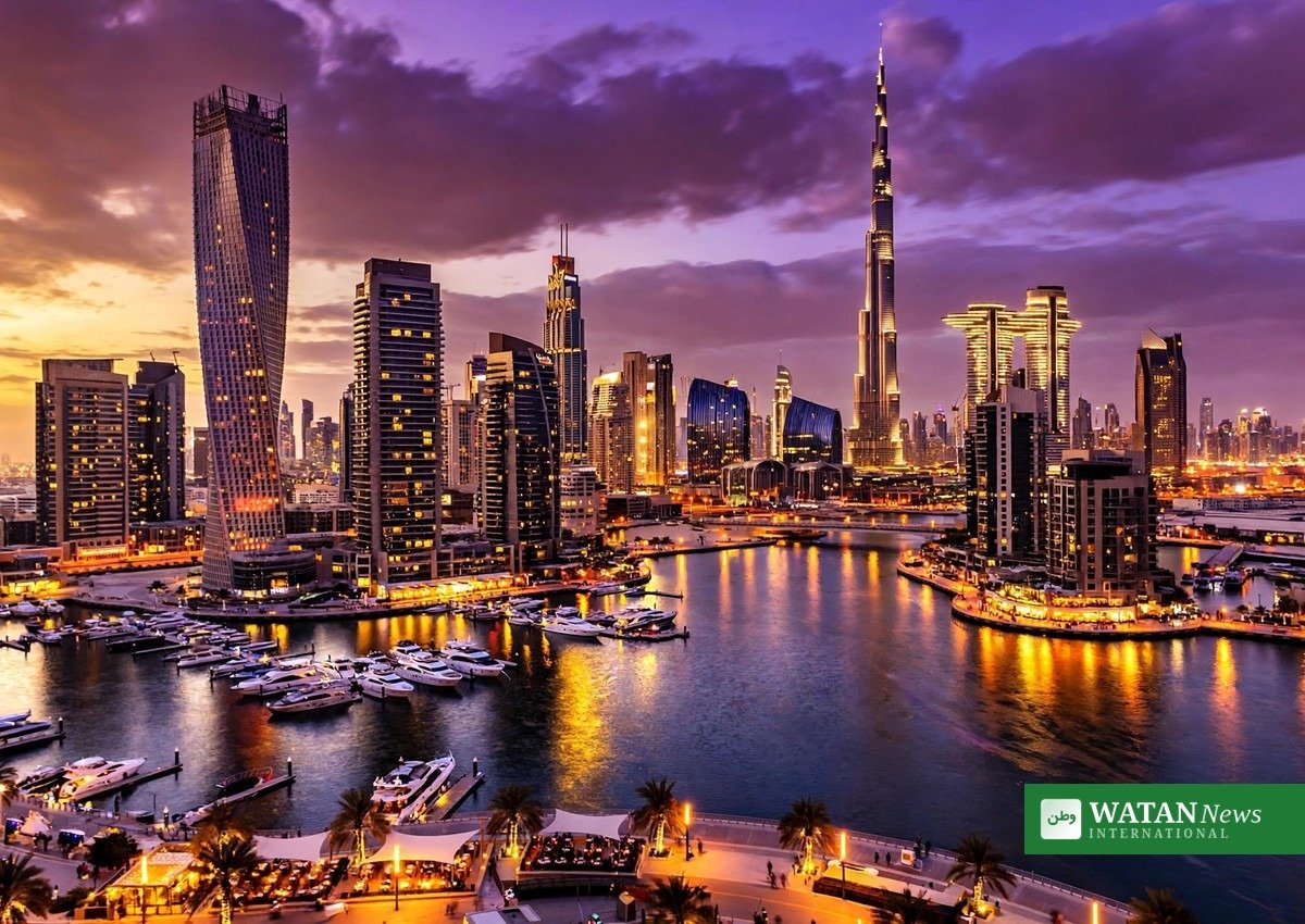 Dubai skyline ved skumringstid med Burj Khalifa – verdens bedste rejsedestinationer i Golfen