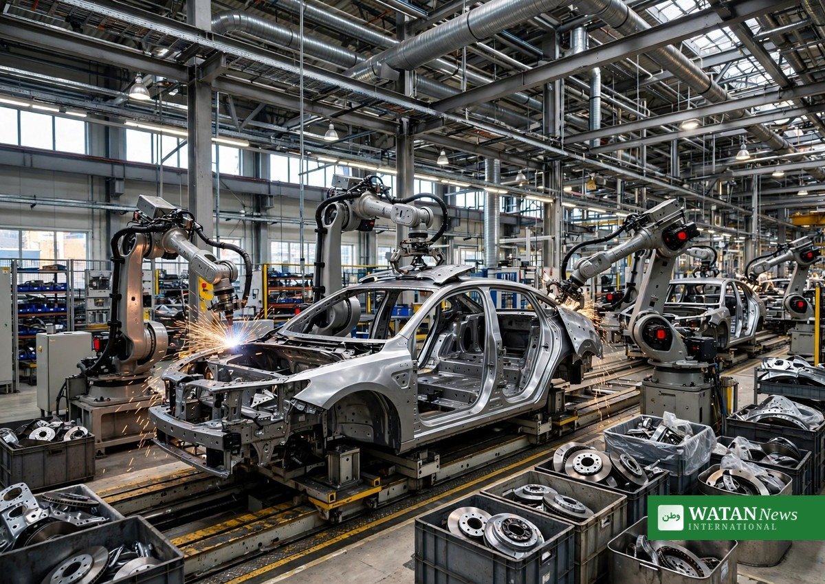 Car factory assembly line, central to the US Mexico trade deal talks