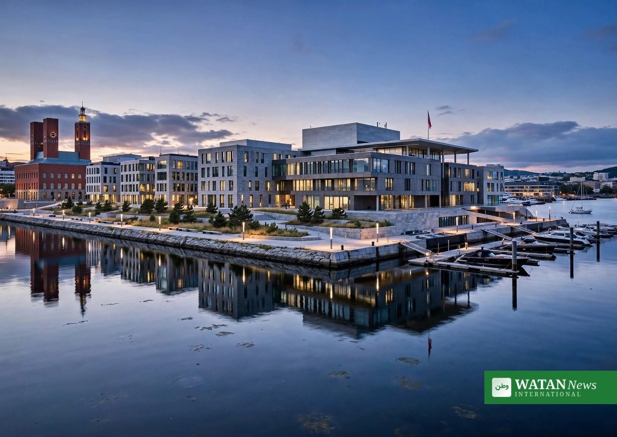 Oslo government quarter and harbour, where Ukraine trilateral security talks were prepared
