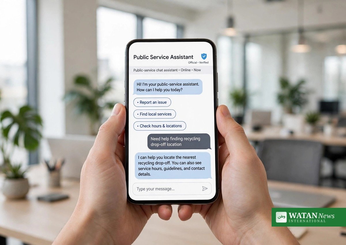AI-assistent Danmark på en telefon i et offentligt kontor