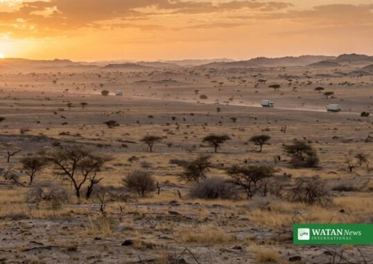 Sudan droneangreb – Darfur-landskab ved solnedgang
