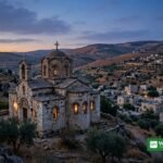Jordan kirkeangreb – gammel stenkirke i Jordan ved skumring