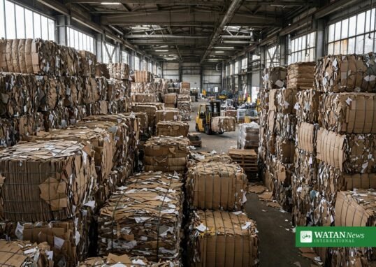 Bales of recovered paper in a recycling facility before DIWASS rules