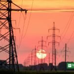 Trump energy ceasefire Ukraine — power transmission lines at sunset, the energy infrastructure at the center of the Russia-Ukraine truce debate