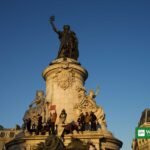 France cost-of-living protests: protesters gathered at the Place de la République monument in Paris during the October 17 mobilisation
