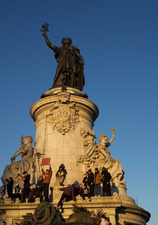 France cost-of-living protests: protesters gathered at the Place de la République monument in Paris during the October 17 mobilisation