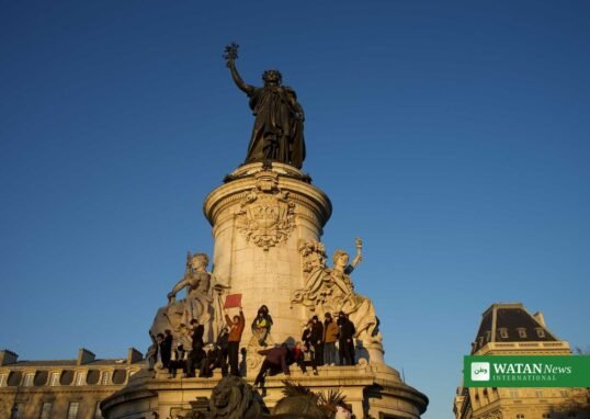 France cost-of-living protests: protesters gathered at the Place de la République monument in Paris during the October 17 mobilisation
