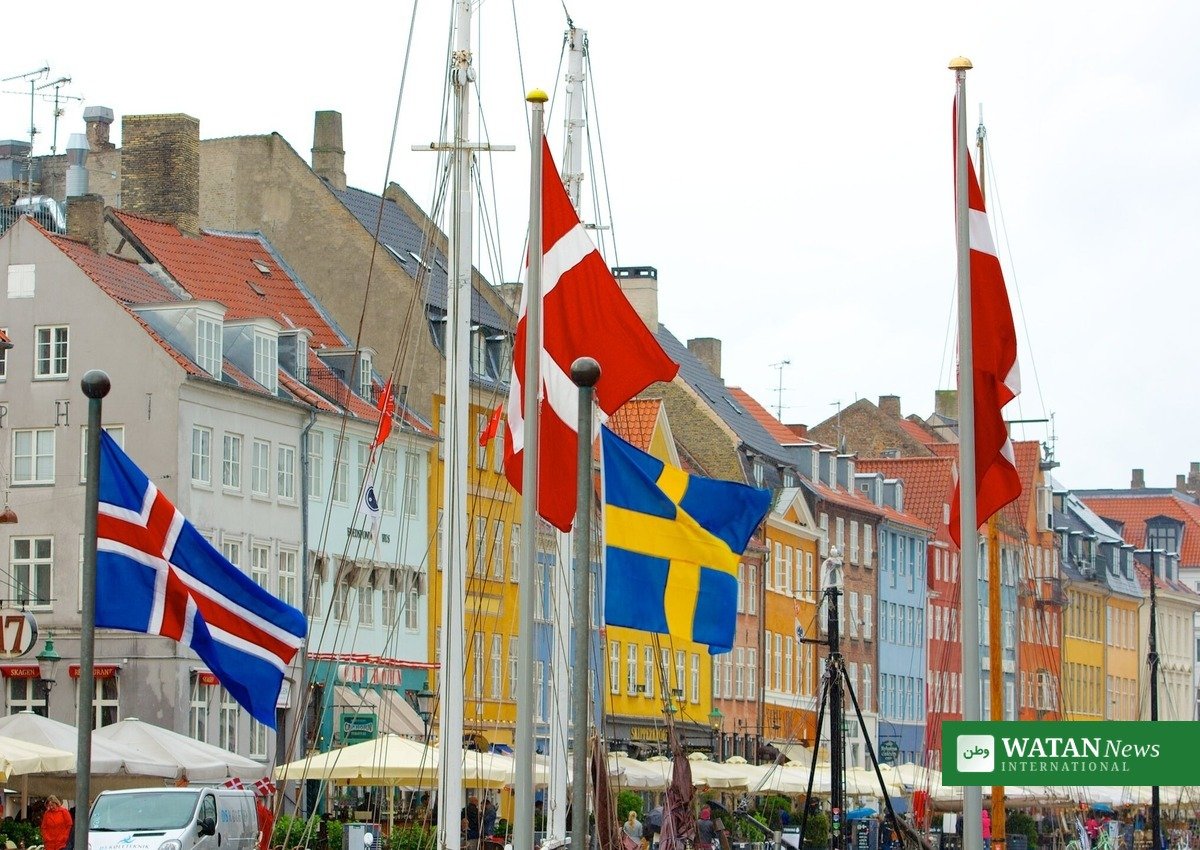 Nordic growth alliance: Nordic flags in Nyhavn, Copenhagen