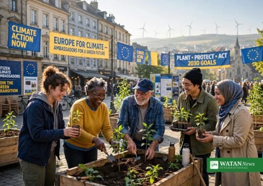 European Climate Pact ambassadors planting saplings in a European city square 2026