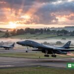B-1B bombers departing RAF Fairford as the US withdraws all bombers from the base