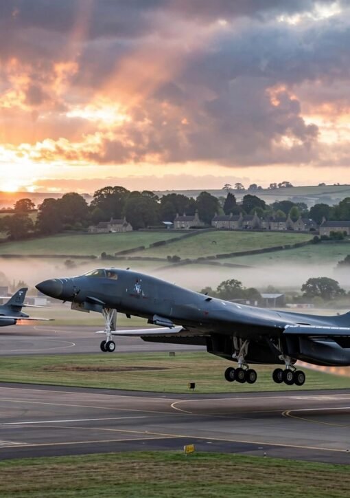 B-1B bombers departing RAF Fairford as the US withdraws all bombers from the base