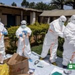 Kenya Ebola case: health workers in protective suits at an Ebola treatment centre