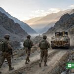 Pakistani security forces on patrol in the mountains of Khyber Pakhtunkhwa during the DI Khan operation