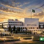 شام کے وقت پارلیمنٹ کی عمارت — اپوزیشن کو مذاکرات کی دعوت کا علامتی منظر