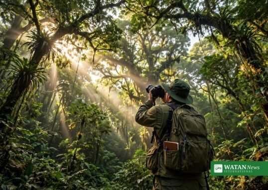 Miljøfotojournalist rapporterer fra regnskoven — klimajournalistik