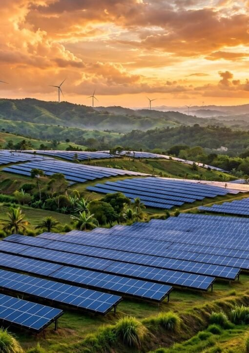 Vena Energy solar panels and wind turbines, renewable energy in the Philippines