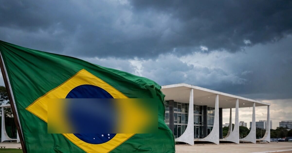 Brazilian flag and the Supreme Federal Tribunal building in Brasília — illustration for the Brazil Trump funding story